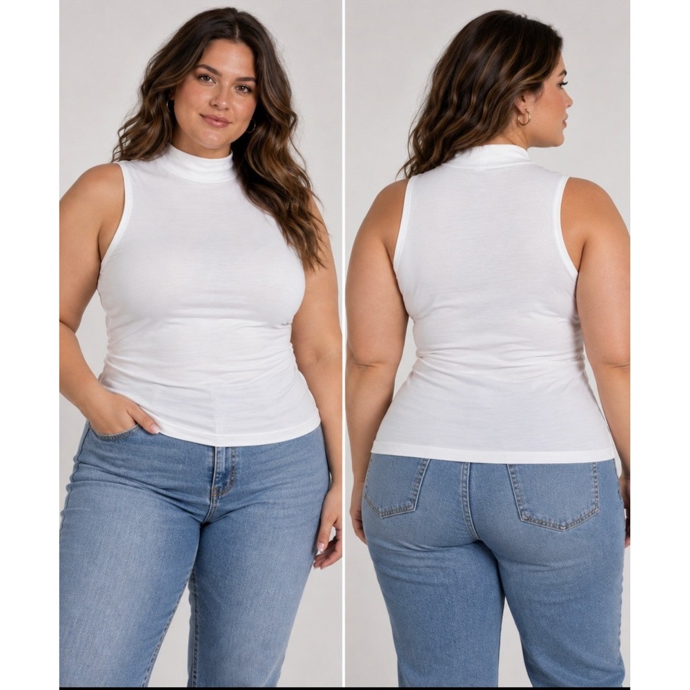 Torrid Mock Neck Tank Top 4X White Sleeveless Stretch Layering Capsule Wardrobe